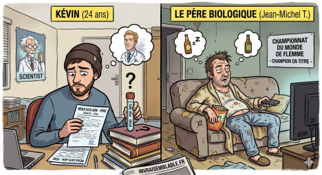 Choc : Né en éprouvette et abandonné sous X, il découvre enfin que son père biologique est « un gros branleur »